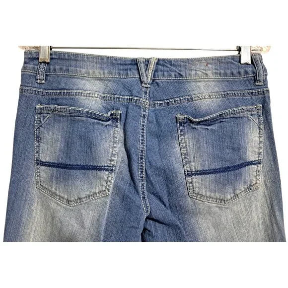 Mossimo Supply Co Jeans Womens Size 9 Distressed Trashed Ankle Crop Blue 99% Cot - Picture 7 of 9